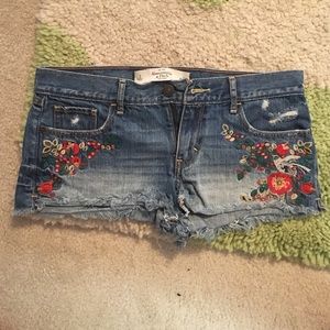 Abercrombie and Fitch embroidered jean shorts