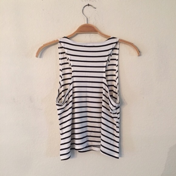 🚫SOLD🚫 Black White Stripe Pink LOVE Slouchy Tank - Picture 2 of 4