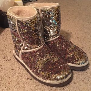 Sparkly uggs! Silver/brown size 9
