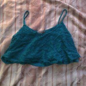 Blue lace crop top