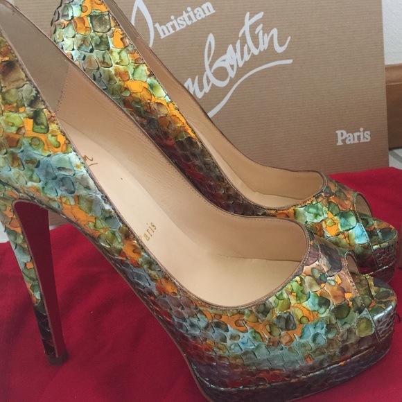 Christian Louboutin Multicolor Python Peep Toe - image 2