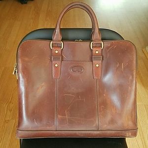 New Fossil mens large brown leather bag