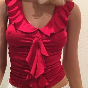 Cute little top, small, cranberry color ruffles