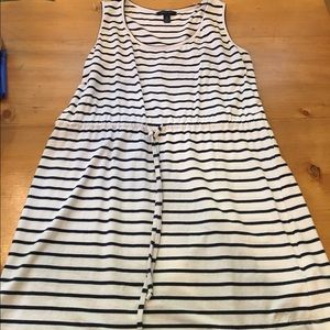 Blue and white striped sun dress