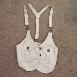 579 white leather vest