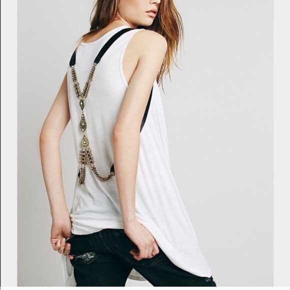 Free People leather and metal harness vest