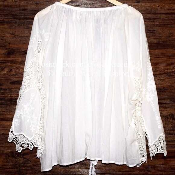 BOHEMIAN TUNIC Vintage Embroidered Oversize Eyelet - Picture 4 of 4