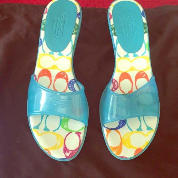 Coach Michelle Blue Jelly sandal heels size 9