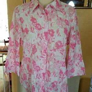 Pretty Pink & White Crinkle Top