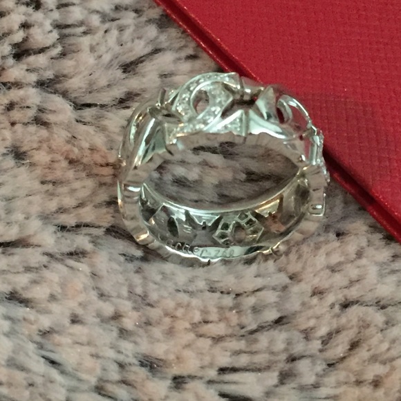 •SOLD•Cartier 18K white gold diamond Cs ring - Picture 2 of 4