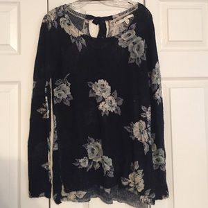 Blue sweater with roses