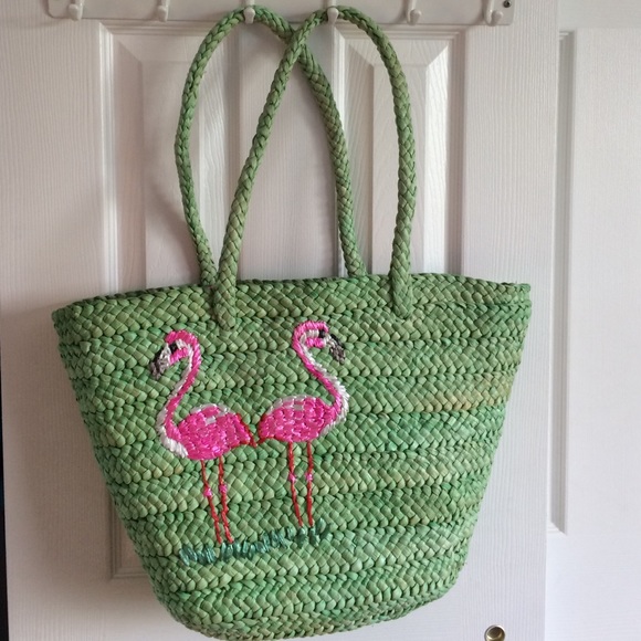 Corn husk flamingo bag