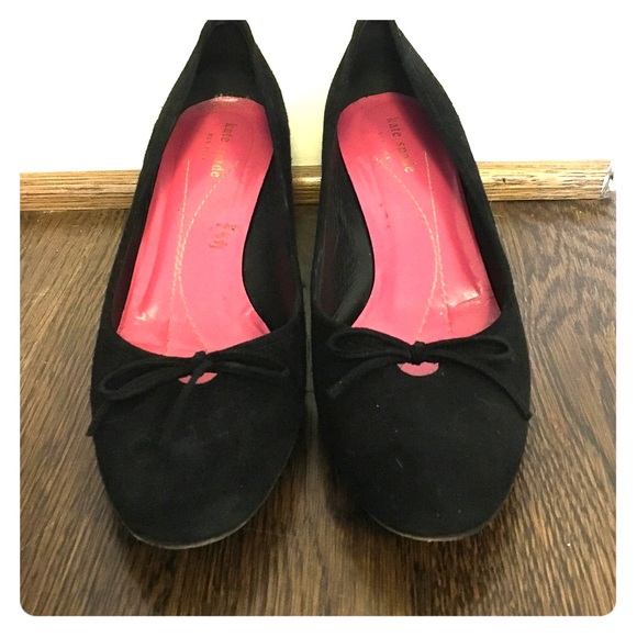 Kate Spade black suede kitten heels