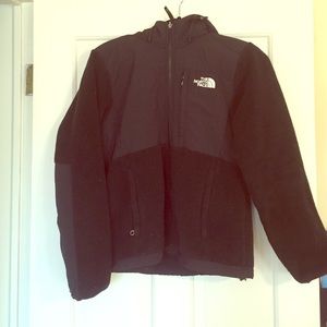 Black North Face fleece jacket with hood