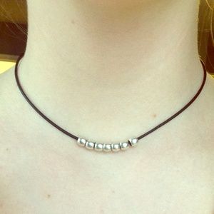 Black and silver beaded choker necklace