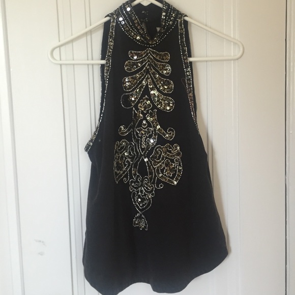 sequined black tank top - Picture 1 of 3