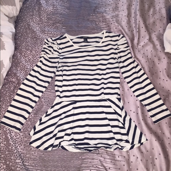 Striped cotton peplum top