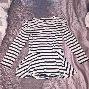 Striped cotton peplum top