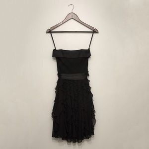 Strapless Black Ruffle Dress