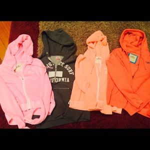 4 used Hollister hoodies assorted colors