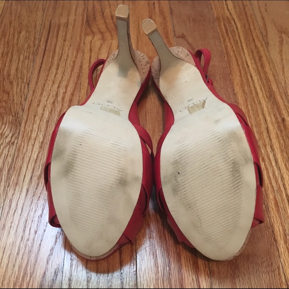 Red Peep Toe Heels - Picture 3 of 3