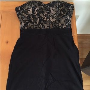 Forever 21 bustier black dress with lace top