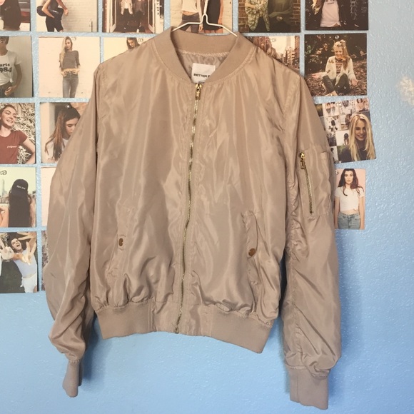 FASHION NOVA Satin Blush/Nude bomber jacket
