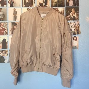 FASHION NOVA Satin Blush/Nude bomber jacket