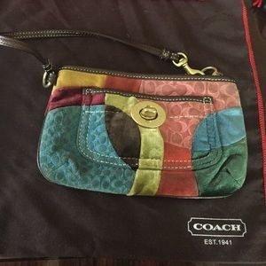 Coach multicolored suede Wristlet
