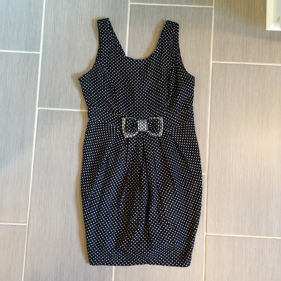 ❌DONATED❌ Warm Black and White Polka Dot Bow Dress