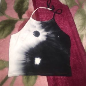 Ying and yang tie dye halter top BNWT