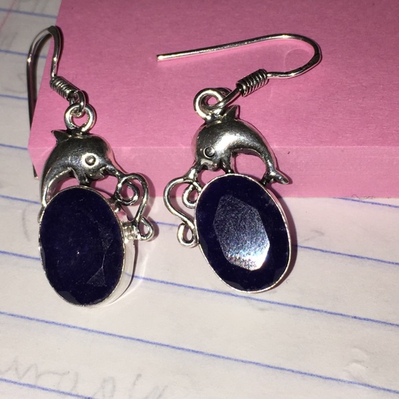Stepping silver and sapphire earrings
