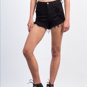 🔥Memorial Day Sale🔥Black high waist denim shorts