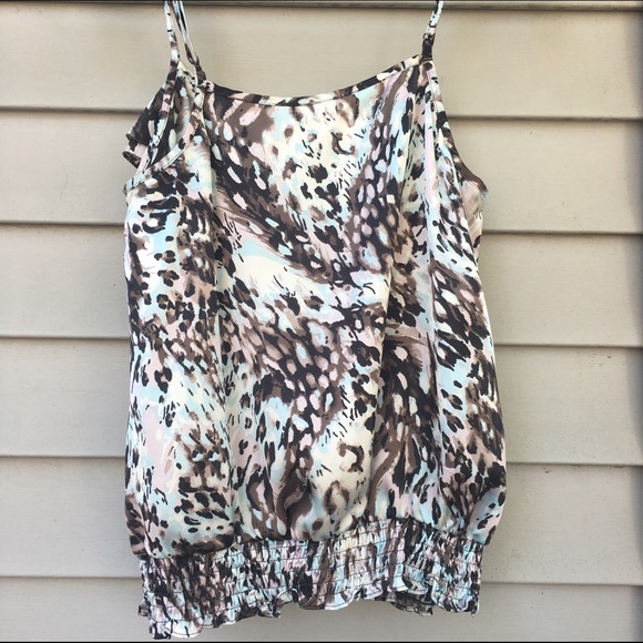 Front ruffle strap top- colorful brown - Picture 3 of 3