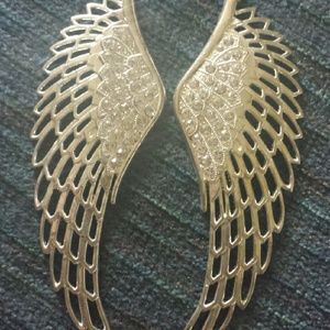 Silver angel wing earrings