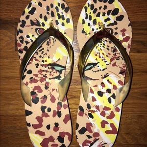 Cheetah high heel flip flops