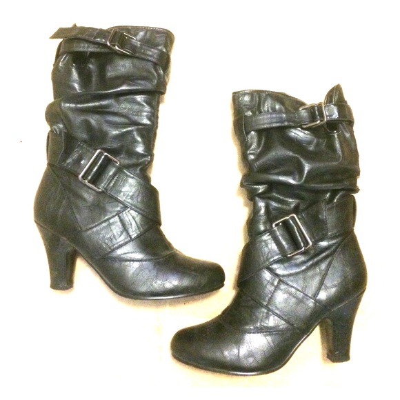 Black Slouch mid-calf boots