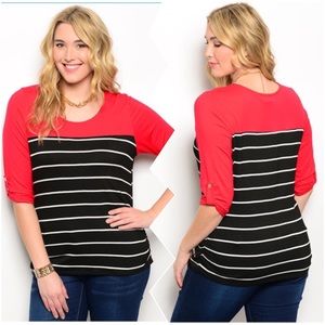 🎉🎊 HP 06/30 🎊🎉 🌺 Red black & white Top 🌸🎀🎉