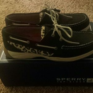 Black leopard print sperrys