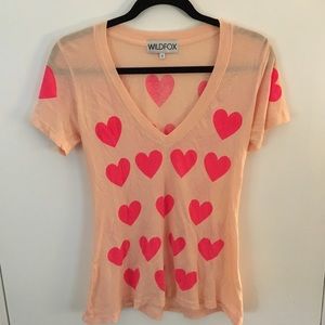 Wildfox hearts vneck tee