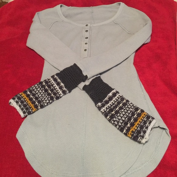Long sleeved Free People waffle tee with cuffs
