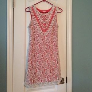 🌵Xhilaration coral lace overlay dress