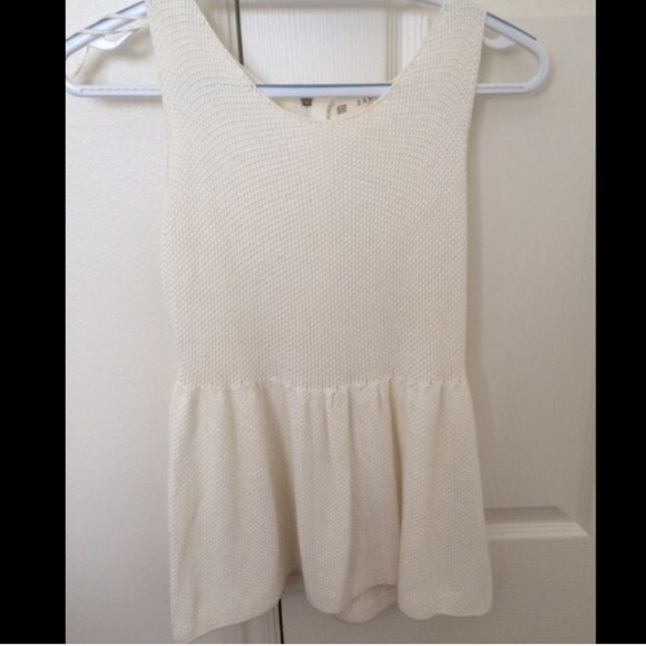 Zara knit peplum cream top