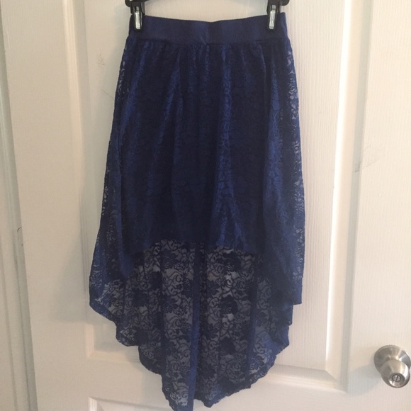 Navy blue Charlotte Russe lace high low skirt