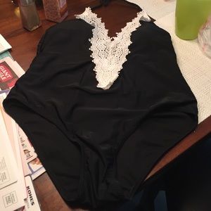 Beautiful swim suit, black with lace