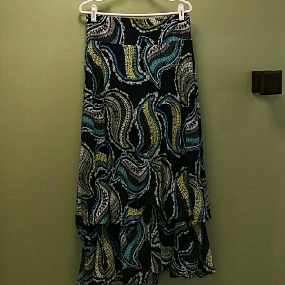Navy/White/Lime green long skirt w/ pickups 14/16