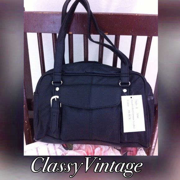 leather boutique Handbags - Black leather satchel