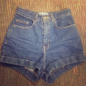 American Apparel High Waist Jean Cuff Shorts