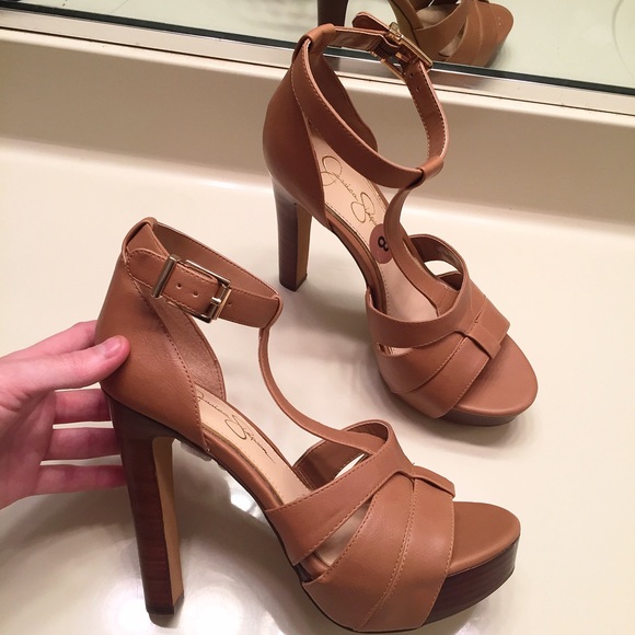 NEW [Jessica Simpson] tan ankle strap heels size 8 - Picture 3 of 4