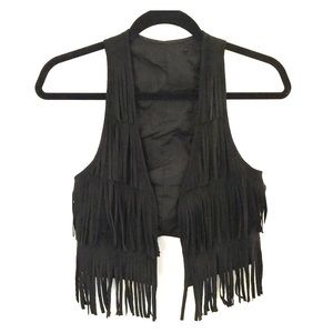 Faux suede fringe vest